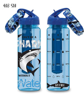 Botella de Agua con Marcador de Tiempo y Tubo Congelador - Shark