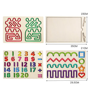 Tablero de Trazos y Números Montessori en Madera