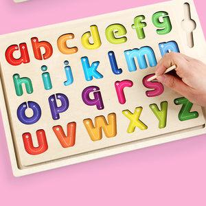 Tablero de Madera Montessori de Trazado y Abecedario Doble Cara