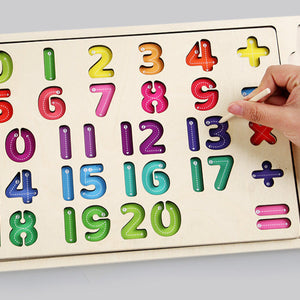 Tablero de Trazos y Números Montessori en Madera