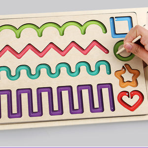 Tablero de Trazos y Números Montessori en Madera