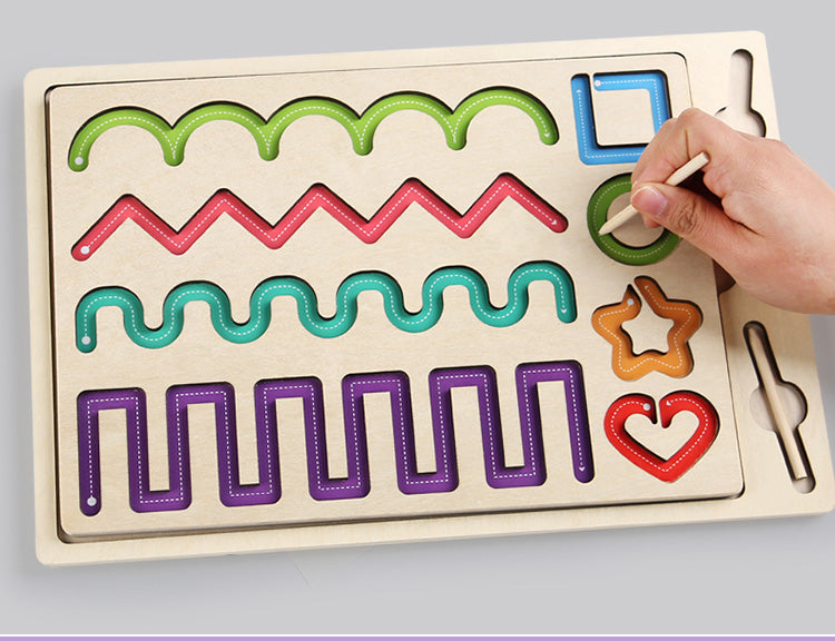 Tablero de Trazos y Números Montessori en Madera