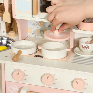 Cocina de Madera Infantil con Horno, Microondas y Máquina de Café