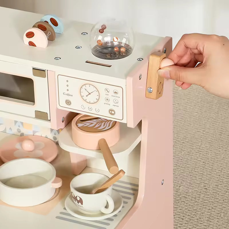 Cocina de Madera Infantil con Horno, Microondas y Máquina de Café