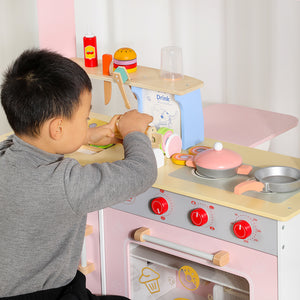 Burger Shop de Madera con Accesorios Interactivos