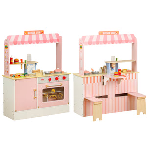 Burger Shop de Madera con Accesorios Interactivos