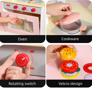 Burger Shop de Madera con Accesorios Interactivos