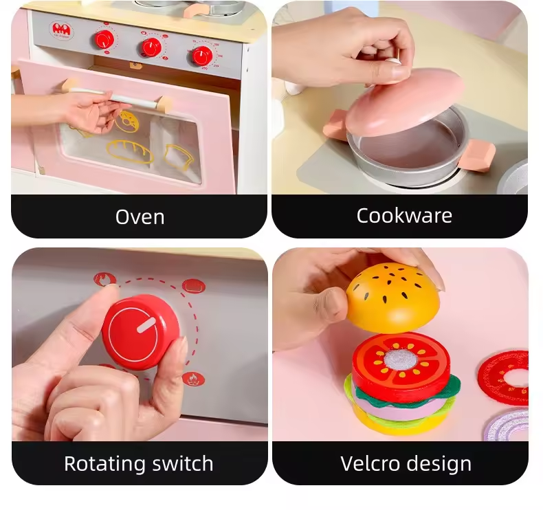 Burger Shop de Madera con Accesorios Interactivos