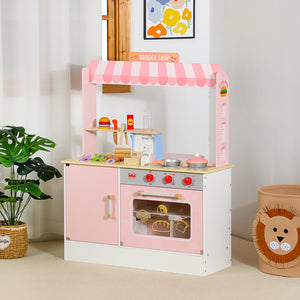 Burger Shop de Madera con Accesorios Interactivos