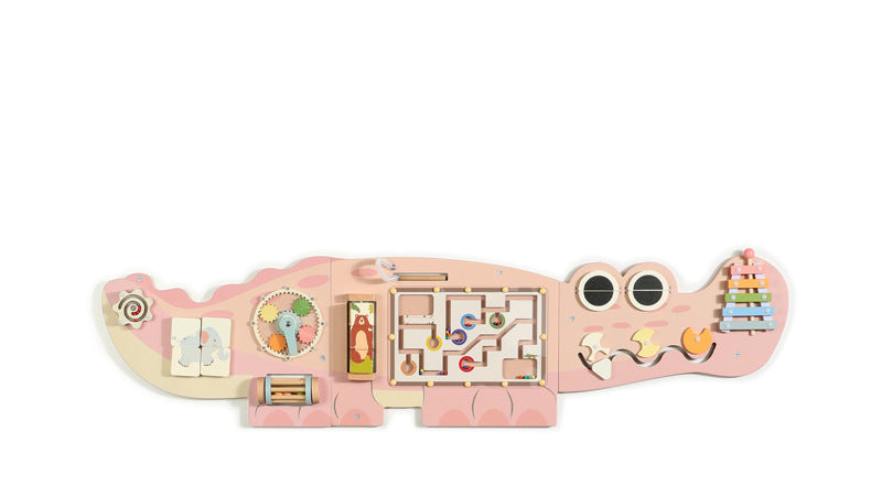 Juego de Pared Cocodrilo de Madera Multifuncional – Estaciones de Juego Montessori