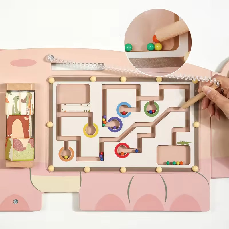 Juego de Pared Cocodrilo de Madera Multifuncional – Estaciones de Juego Montessori