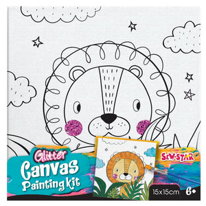 Kit de pintura sobre lienzo con brillantina - León