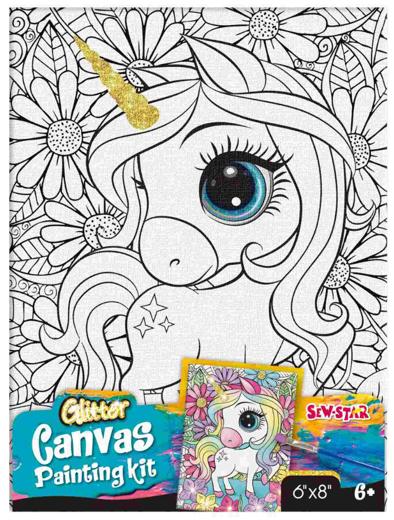 Kit de pintura sobre lienzo medio - Unicornio