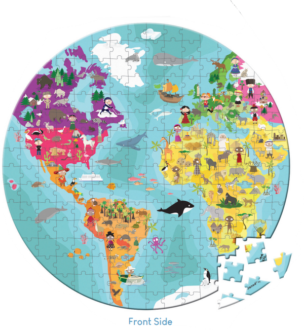 Rompecabezas Redondo de Doble Cara del Mundo | 208 Piezas
