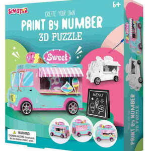 Rompecabezas 3D para pintar por números: Camión de helados