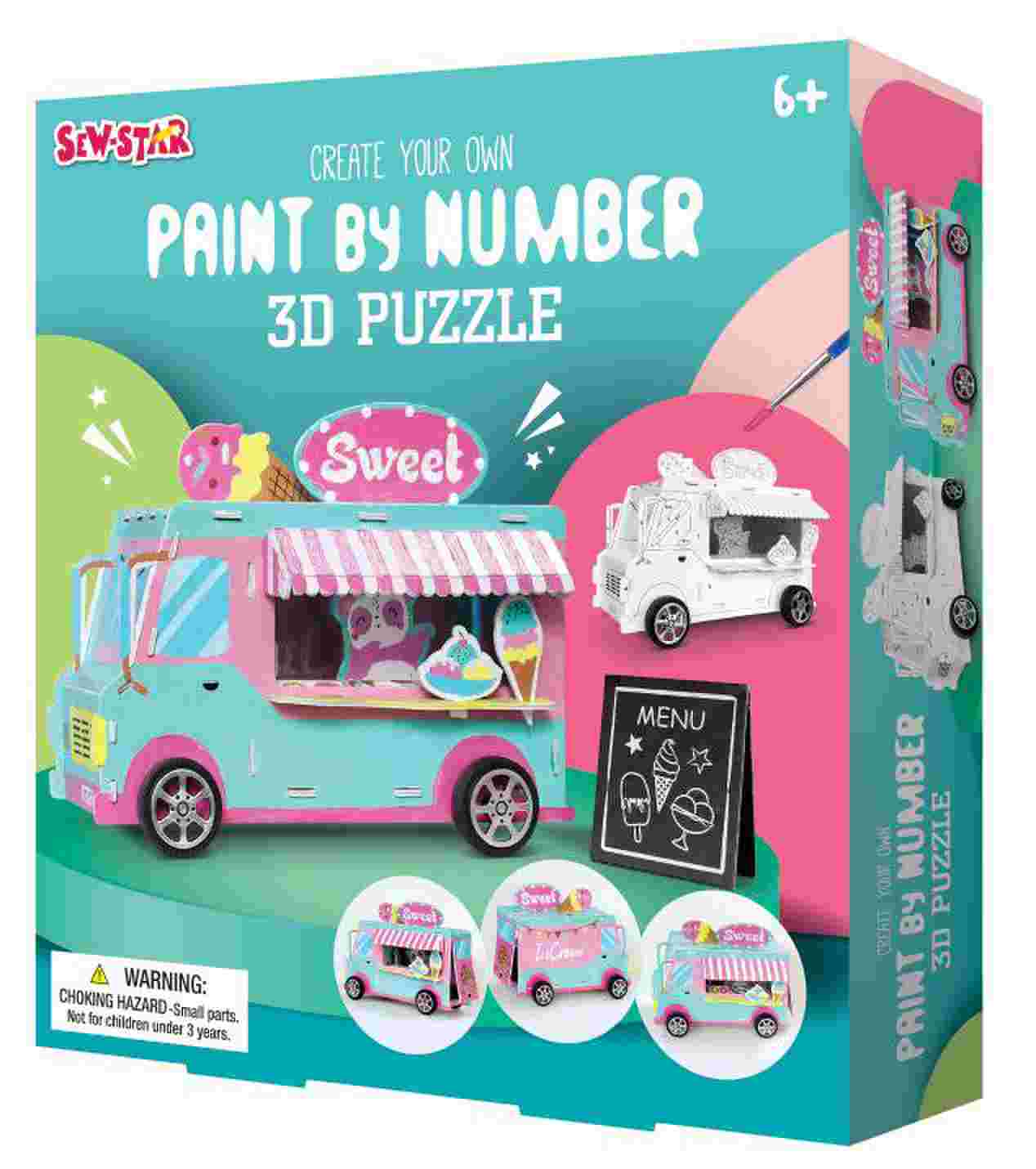 Rompecabezas 3D para pintar por números: Camión de helados