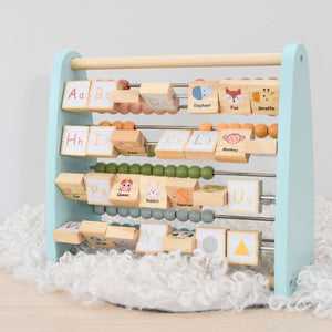 Ábaco de Madera Doble Cara con Letras y Cuentas