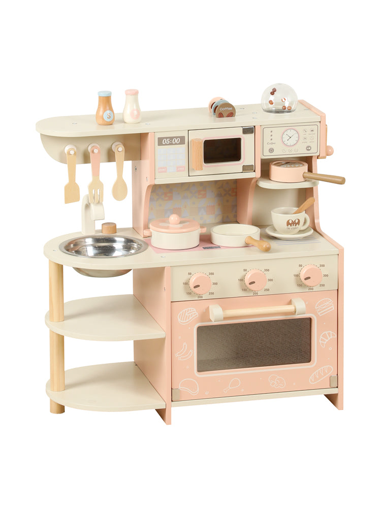 Cocina de Madera Infantil con Horno, Microondas y Máquina de Café