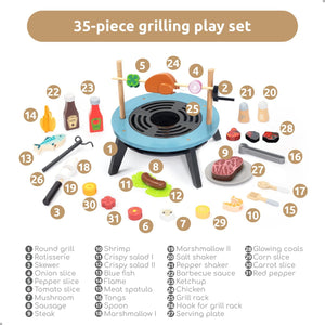 BBQ Fire Pit – Juego de Parrillada de Juguete-45 piezas