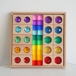 Bloques de Madera con Gemas Acrílicas de Colores