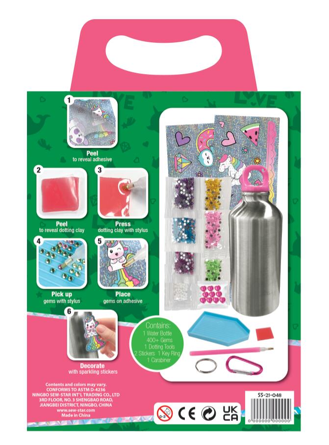 Botella de Agua para Decorar con Diamantes