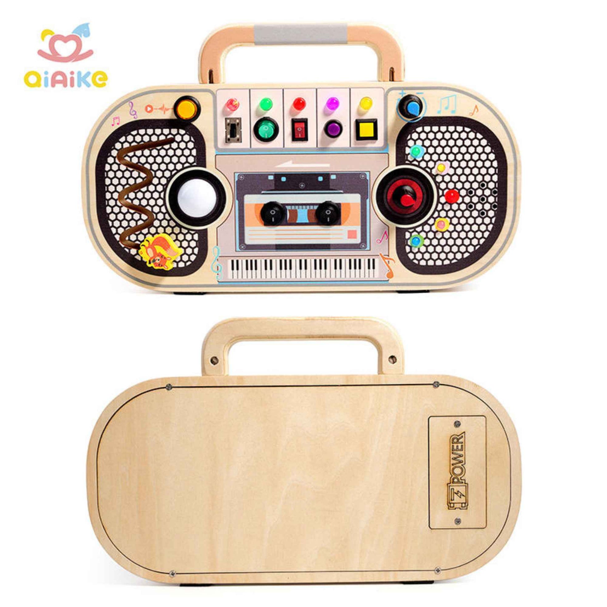 Busy Board de Madera en Forma de Radio con Luces LED y Sonidos