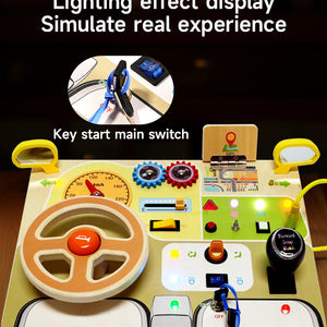 Busy Board de Madera con Volante y Luces LED