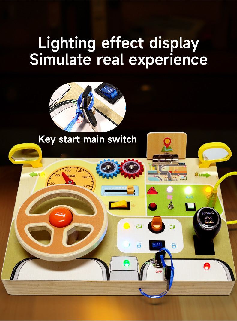 Busy Board de Madera con Volante y Luces LED