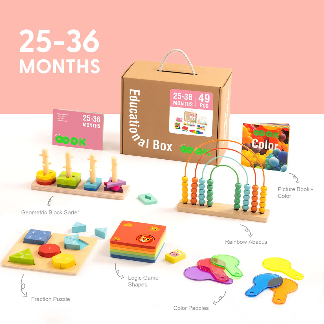 Educational Box Montessori 25-36 Meses - 49 Piezas