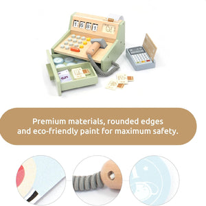 Caja Registradora de Madera con Terminal de Pago