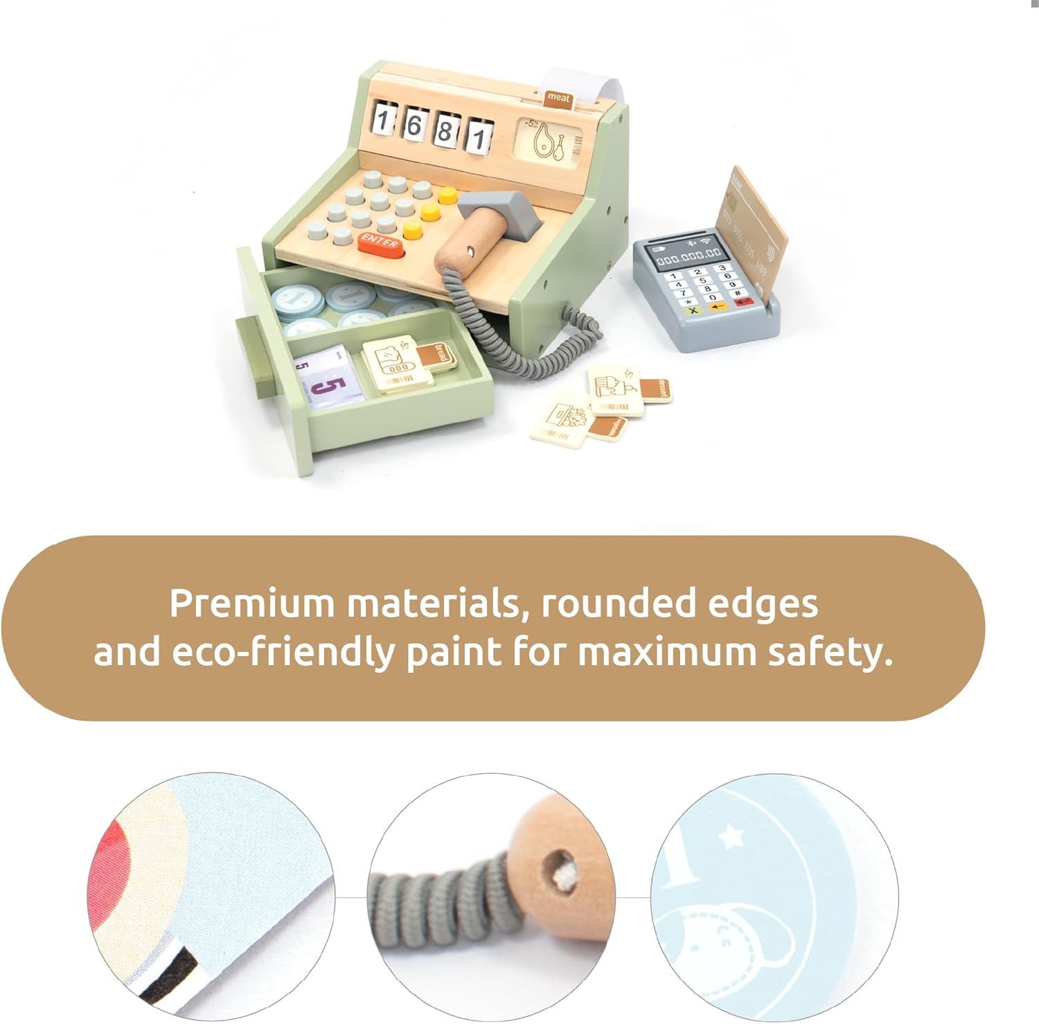 Caja Registradora de Madera con Terminal de Pago