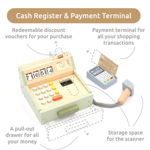 Caja Registradora de Madera con Terminal de Pago
