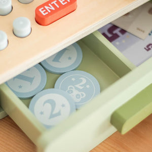 Caja Registradora de Madera con Terminal de Pago