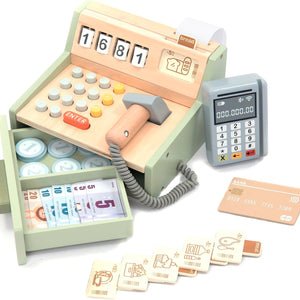 Caja Registradora de Madera con Terminal de Pago