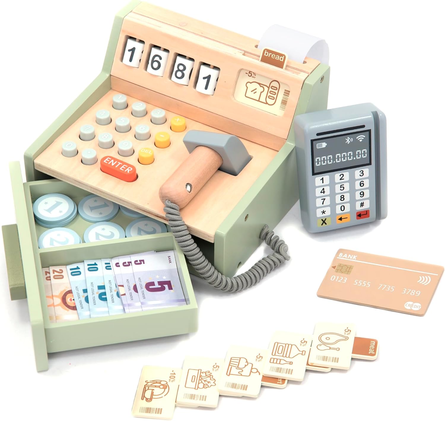 Caja Registradora de Madera con Terminal de Pago