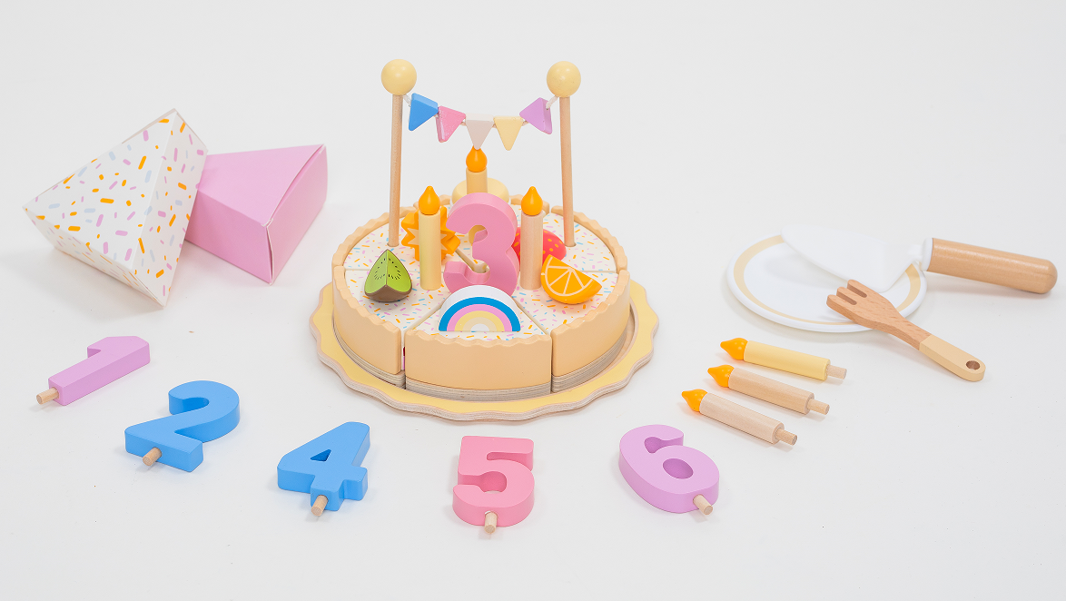Set de Juego de Pastel de Cumpleaños de Madera