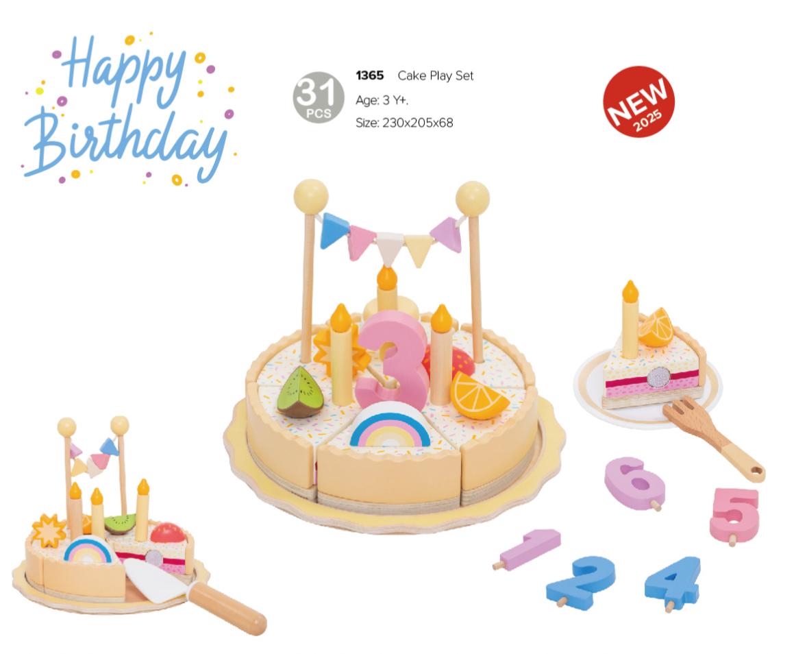 Set de Juego de Pastel de Cumpleaños de Madera
