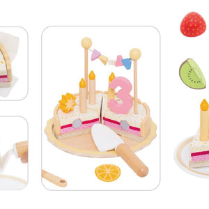 Set de Juego de Pastel de Cumpleaños de Madera