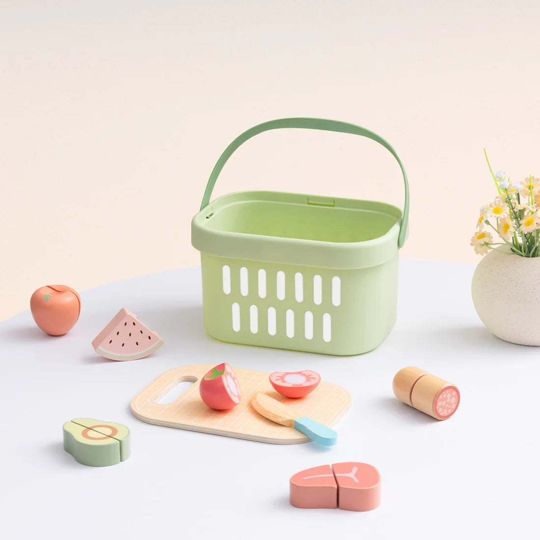 Canasta de Alimentos de Madera Para Cortar