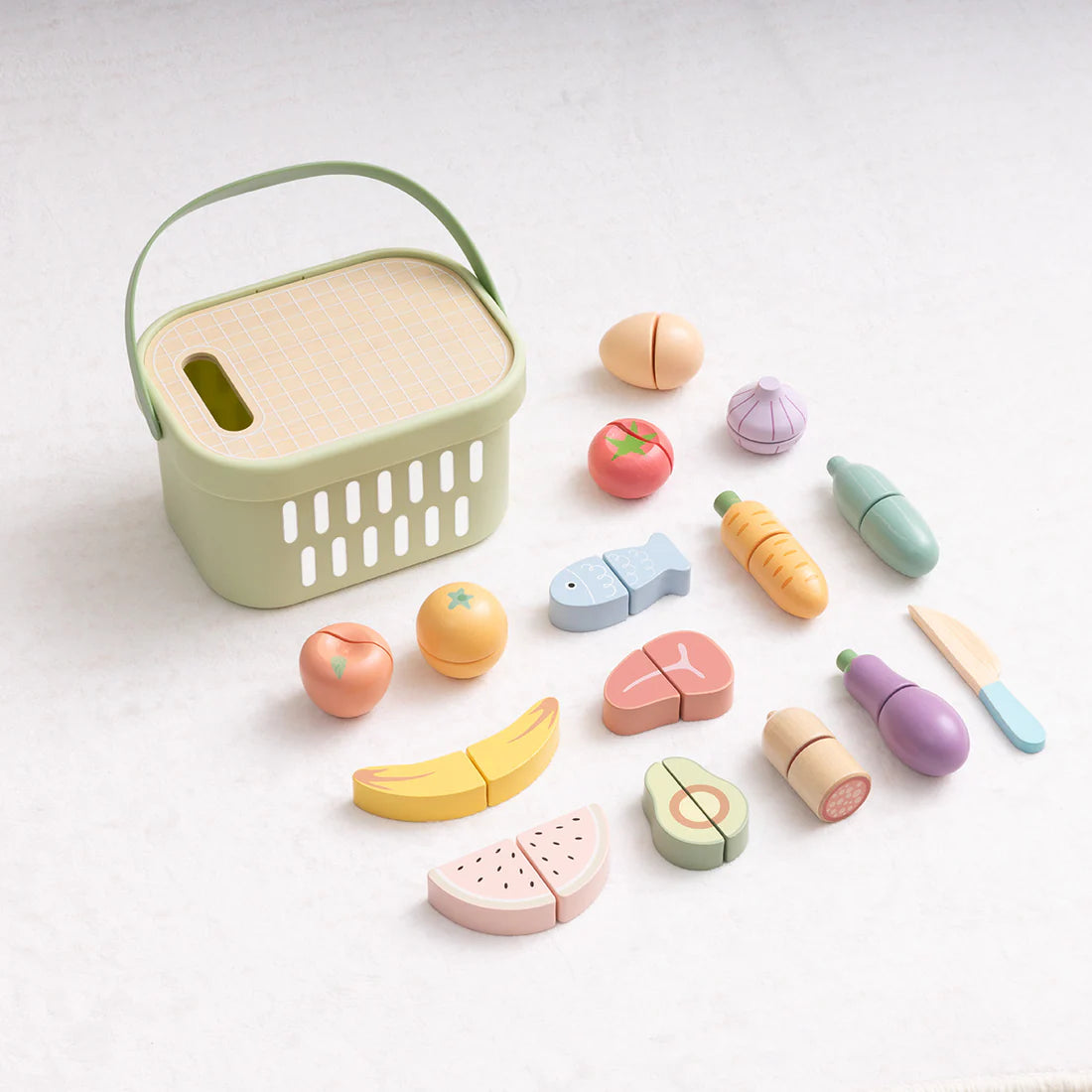 Canasta de Alimentos de Madera Para Cortar