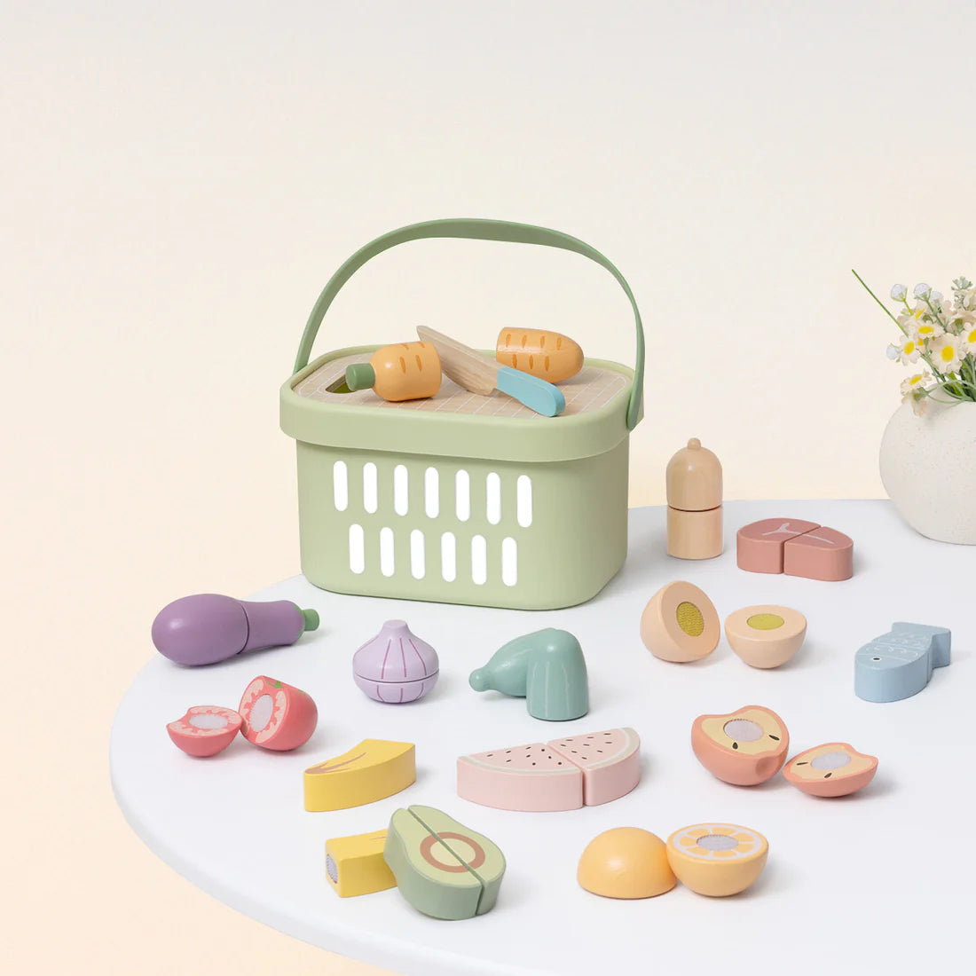 Canasta de Alimentos de Madera Para Cortar