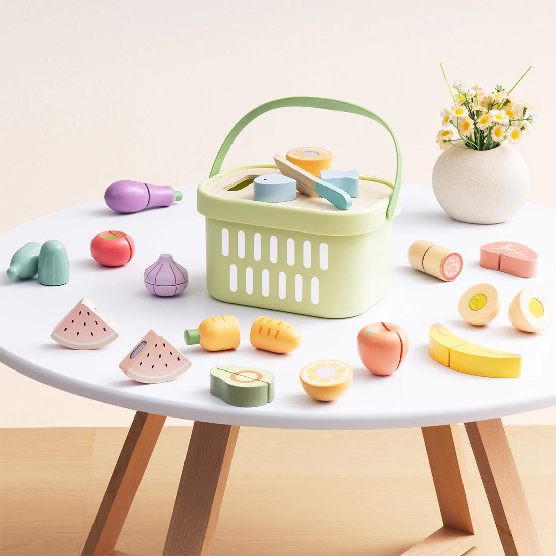 Canasta de Alimentos de Madera Para Cortar