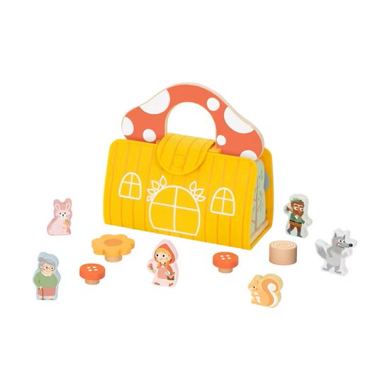 Casita de Caperucita Roja de Madera Portátil