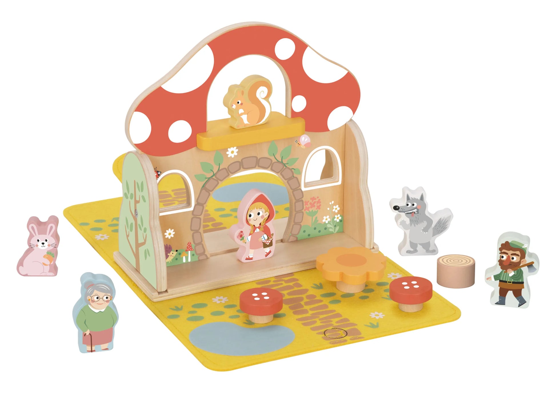 Casita de Caperucita Roja de Madera Portátil