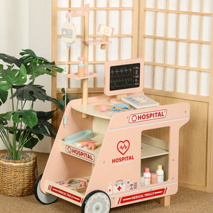 Carrito Hospital Médico de Madera con Accesorios