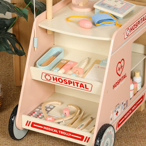 Carrito Hospital Médico de Madera con Accesorios