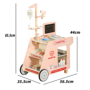 Carrito Hospital Médico de Madera con Accesorios