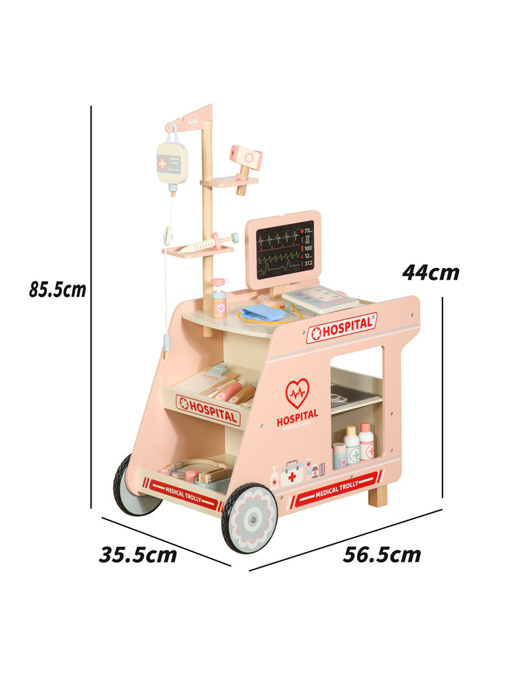 Carrito Hospital Médico de Madera con Accesorios