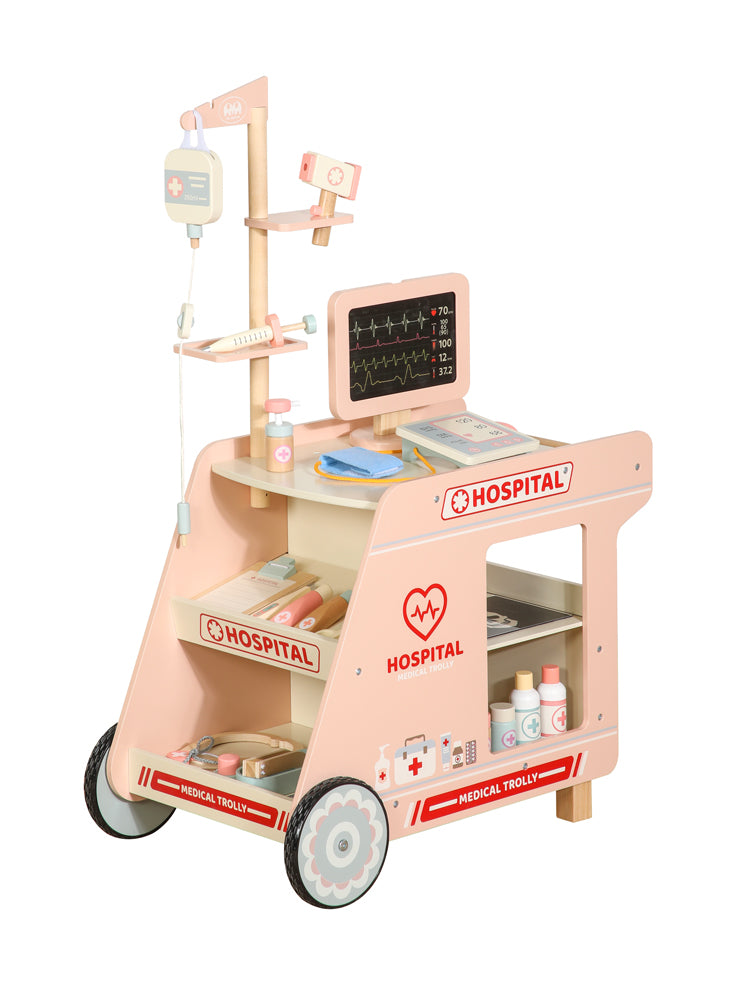 Carrito Hospital Médico de Madera con Accesorios