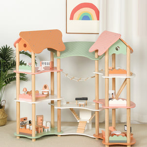 Casa de Muñecas de Madera con Muebles y Accesorios